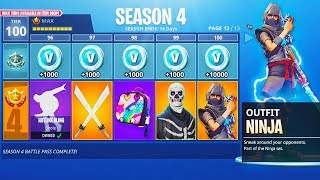 Fortnite SEASON 4 Tier 100 "MAX BATTLE PASS" SHOWCASE! - ALL NEW SEASON 4 BATTLE PASS FREE UNLOCKS!