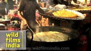 Giant shaped Halwa poori pan fried for Eid celebrators