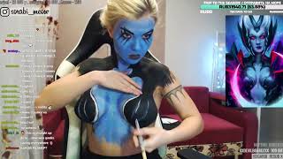 Sorabi   Боди арт стрим на ru Twitch`e   Body paint RuTwitch   Встретила доставщика пицци