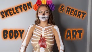 HALLOWEEN BODY ART - SKELETON & HEART