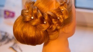 Прическа с валиком и объемной косой