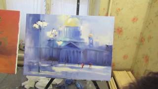 Городской пейзаж, город маслом, живопись для новичков, художник Игорь Сахаров
