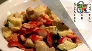 cremige Kräuter - Gemüsepfanne mit Zucchini: Schnell, Gut & Günstig Kochen: Mittagessen / Abendessen