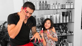 MY DAD GETS ACRYLIC NAILS (First Time) | Familia Diamond