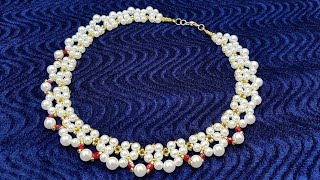 Pearl collar/Pearl necklace/Beaded necklace/Колье из бусин/Колье из жемчуга/@Cícero Alencar