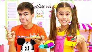 Nastya and Artem play inedible chocolate sweets