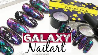 Galaxy nail art met rainbow flakes van Moyra ♥ Beautynailsfun.nl