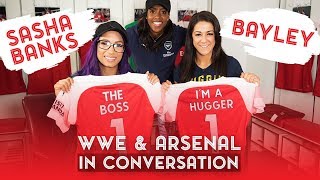 WWE superstars Sasha Banks & Bayley visit Arsenal training centre