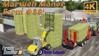 Making and collecting hay bales, harvesting sunflowers and corn | FS 19 | Marwell Manor Farm #38| 4K