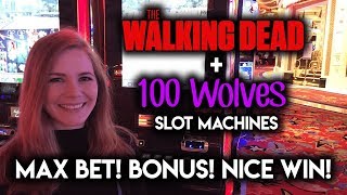 Walking Dead Slot Machine Max Bet Bonus + 100 Wolves Slot machine Nice Hit!