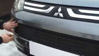 Установка защитной сетки радиатора для Mitsubishi Outlander III 2012  2 шт black