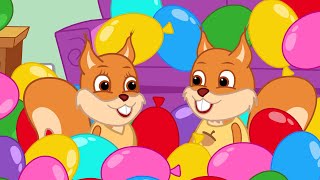 Famille d'Écureuil - Un Tas de Boules Arc-en-ciel Dessin Animé 2020 en Français