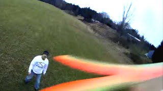 Video camera mounted to boomerang with stable flight