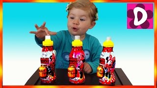 Диана открывает Сок с Сюрпризом Minnie Mouse Disney juice with surprise toys unboxing