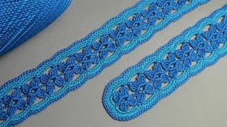 Как вязать ленточное кружево - урок вязания крючком - вязание пояса - lace tape