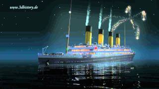 During her sinking, RMS Titanic fires white flares