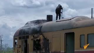 Пожар на железной дороге: вблизи Дондюшан загорелся локомотив дизель-поезда