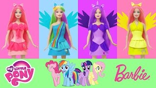 Play Doh Barbie Rainbow Dash, Fluttershy, Pinkie Pie and Twilight Sparkle  Inspired Costumes