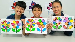 Kids go to School Learn Coloring Flowers | Classroom Funny Nursery Rhymes