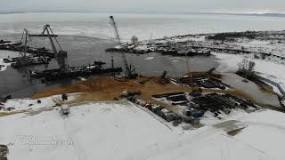 Начало строительства моста через Волгу / янв. 2020 /с.Климовка - Шигонский р-он / Тольятти / Russia