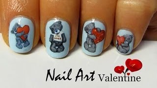 Teddy Bear NailArt / дизайн ногтей VALENTINE'S DAY / Слайдер дизайн / Мишки Тедди