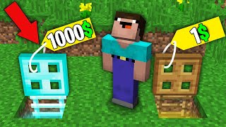 Minecraft NOOB vs PRO: NOOB BOUGHT DIAMOND TRAPDOOR FOR 1000$ VS TRAPDOOR FOR 1$! 100% trolling