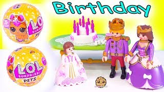 LOL Surprise Pets ! Playmobil Princess Birthday Party Blind Bag Gifts - Toy Video