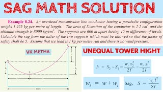 Sag Math Solution :06( Unequal tower hight)|| Power system analysis|| Bangla