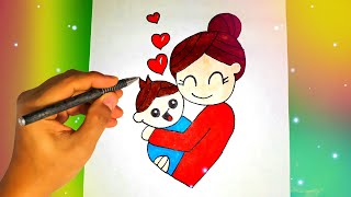 Как нарисовать МАМУ С РЕБЁНКОМ? Лёгкие рисунки для начинающих Рисунки для срисовки