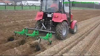 Нарезание грядок окучником трехкорпусным