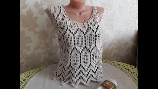 Топ крючком (поперечное вязание). Часть 10. Вторая пройма.