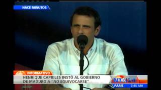 Capriles califica de "infamia" las amenazas del Gobierno hechas por la ministra Iris Varela