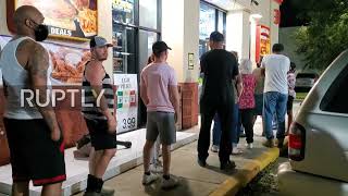 USA: Cars queue at New Orleans petrol station amid shortages following Hurricane Ida
