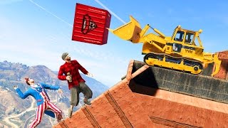 СТОЛКНИ НА БЕГУНОВ ТАЧКИ И ЯЩИКИ БУЛЬДОЗЕРОМ В GTA 5 ONLINE! УВОРАЧИВАЙСЯ ИЛИ УМРИ (ГТА 5 БОУЛИНГ)