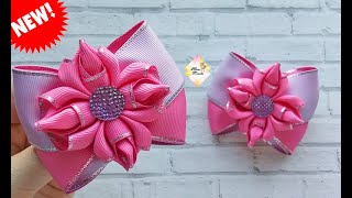 Бантики с НОВЫМ лепесточком. Канзаши МК. / Bows with A new cake. Kanzashi MK.