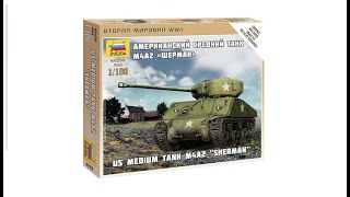 Сборка  танка M4A2 "Sherman" от Звезды. Масштаб 1:100