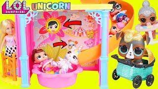 Custom LOL Surprise Doll Visits Barbie Chelsea and Baby Pets