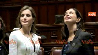 REALI DI SPAGNA VISITANO L'AULA DELLA CAMERA CON BOLDRINI 19-11-2014
