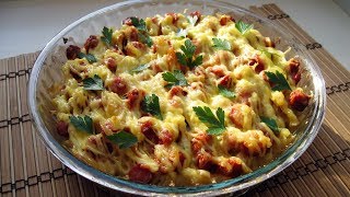 Запеканка из макарон с колбасой и сыром / Легко Вкусно Недорого