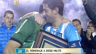 Milito se emocionó en su despedida de Racing