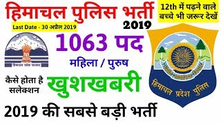 HP Police Constable recruitment March 2019 || HP Police 1063 constable recruitment