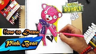 How To Draw Pink Bear Fortnite | cuddle team leader  | BATTLE ROYAL  |  (step by step) Easy