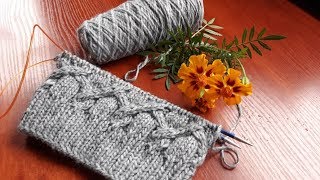 Шапка, варежки спицами. Вязание + розыгрыш подарка. Часть 2. Основной узор 1-11 ряды.