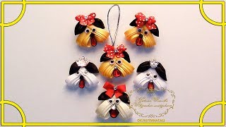 Маленькая собачка-брошь.Канзаши.МК /  Little dog-brooch.Kanzashi.MK