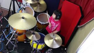 "DANDAN心魅かれてく"を7歳女子ドラマーが叩いてみた Dragon Ball GT  7year old drummer ”Yoyoka"