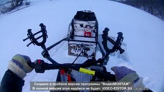 Выезд на мотобуксировщике Балтмоторс Snowdog на заснеженный лед
