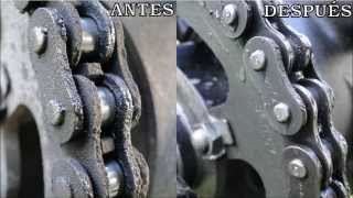 Limpieza de cadena de moto, en 30 segundos y sin tocarla