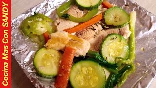 FILETE EN ALUMINIO/FILETE EMPAPELADO CON VERDURAS!