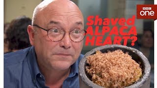 Greg Wallace tries shaved Alpaca heart - Masterchef - BBC One