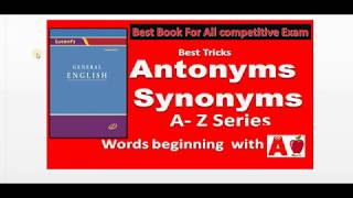 Lucent's General English Book  Synonyms  Alphabet A Part 1   Hindi medium HIGH